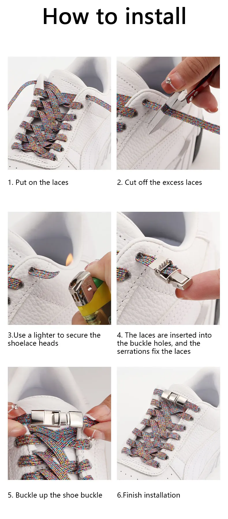 2024New No Tie Shoelaces metal Press Lock Shoelaces without ties Elastic Laces Sneaker Flat lazy Shoelace