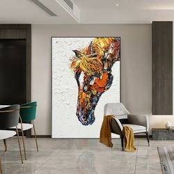 Animal oil painting horse living room decoration painting three-dimensional corridor hanging graffiti hand-painted large