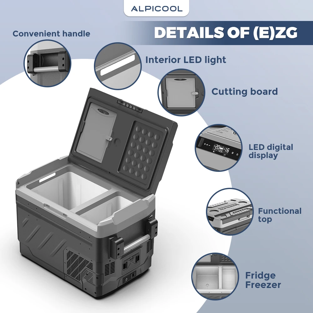 Alpicool Car home multi-function 12v car fridges dual zones portable freezer fridge camping refrigerator for car AC DC