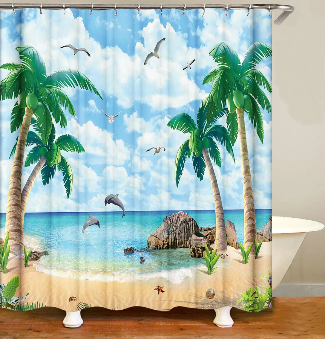 i@home nordic tropical jungle leaves printed shower curtain custom mildew resistant waterproof