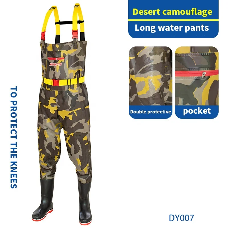 Fishing jumpsuit high quality yellow camouflage wholesale neoprene waterproof breathable PVC fly fishing waders chest waders