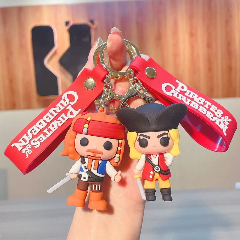 Hot Sale 3D Cartoon Anime Kawaii Q Pirats Keychain Custom Cartoon 3D Pvc Q Pirats Key Chain