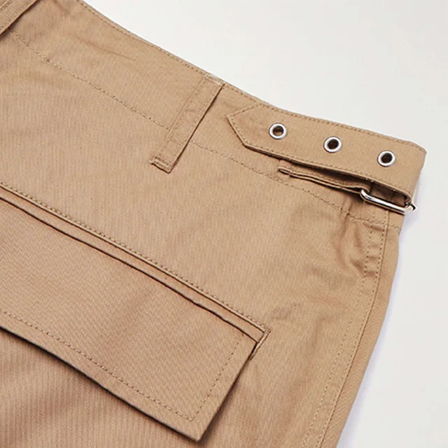 Custom Brand Outdoor Casual 8 Inch Wide Leg Beige Shorts Two Pockets Regular Fit Sublimated Nylon Cotton Cargo Shorts Streetwear