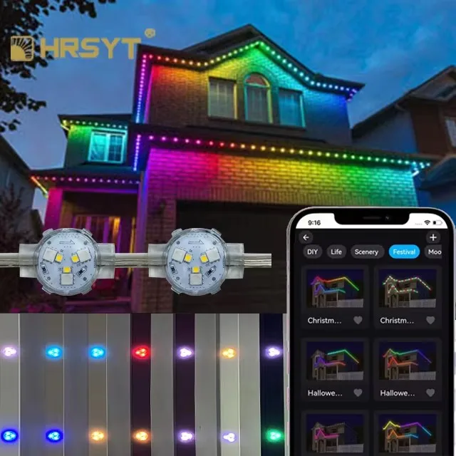 HRSYT wireless led lights ball para casa IP68 outdoor christmas holiday led 2811 RGBW pixel permanent led outdoor light