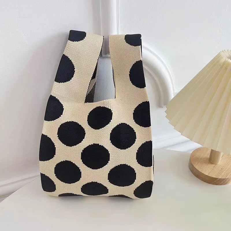 New Patchwork Colors Knitted Shopping Bag Handbags Elegant Chunky Knit Bags For Women Knitting Woven Tote Bag