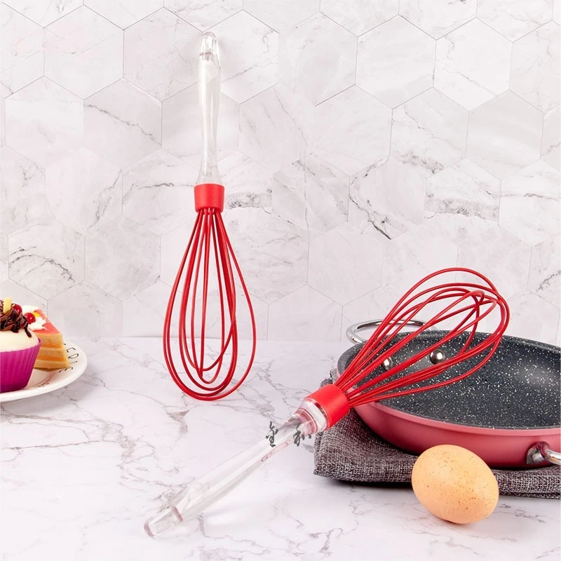 12 inches silicone whisk Food grade manual egg beater PS handle Manual cream butter batter mixer