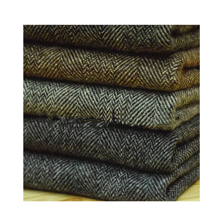 
colored wool best price woven blend herringbone tweed woolen fabric for sale 