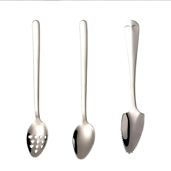 1Pc Stainless Steel Grapefruit Apple Scraper Spoon Serrated Sawtooth Edge Long Handle Multi-functional Baby Food Prepare 3