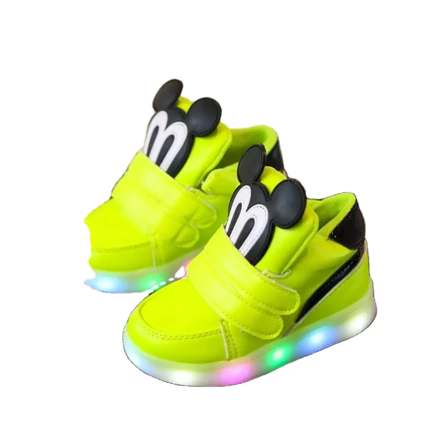  Пинетки Micky Mouse с мультяшным рисунком Классическая Милая модная обувь для маленьких мальчиков и девочек светящиеся Симпатичные теннисные кроссовки