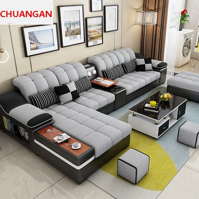 China foshan home furniture colorful best Price Fabric Modern Drawing Room Sofa Set 7 seater with storage Living room