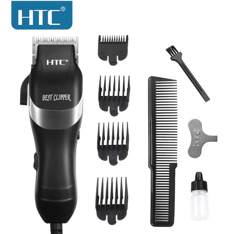 HTC CT-7306C professional original high carbon steel blade wired hair clipper for men