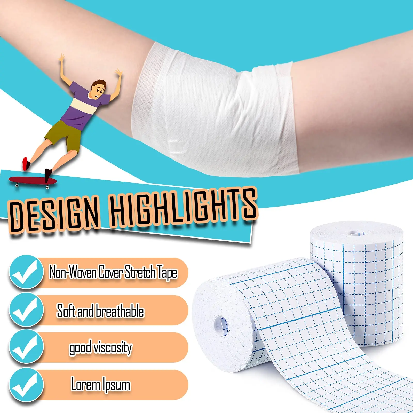 Cover Roll Gauze Stretch Compression Adhesive Non-woven Bandage Dressing Roll