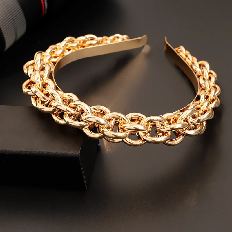 wholesale metal chain braid headband hairband fashion twist woven headband for women hair band