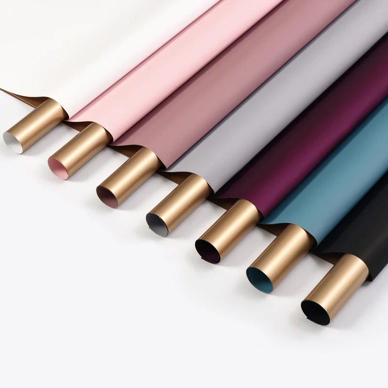 Waterproof Double sided two color gold wrapping paper bouquet flower packing paper