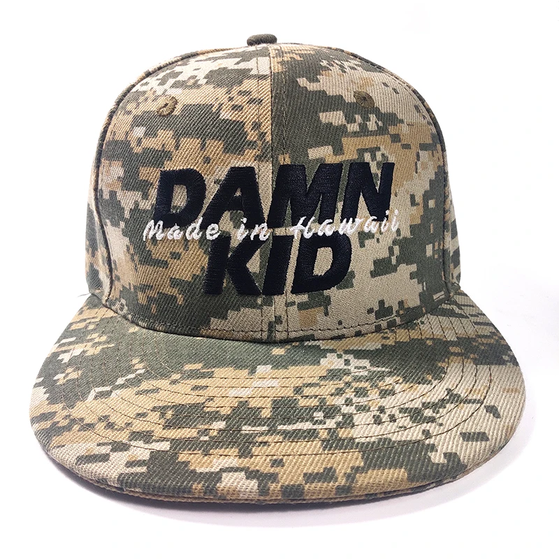 Manufactured PU label Embossed Print Embroidered Logo Cheap Price Green Friendly Material Custom Camo Trucker Snapback Hat Cap