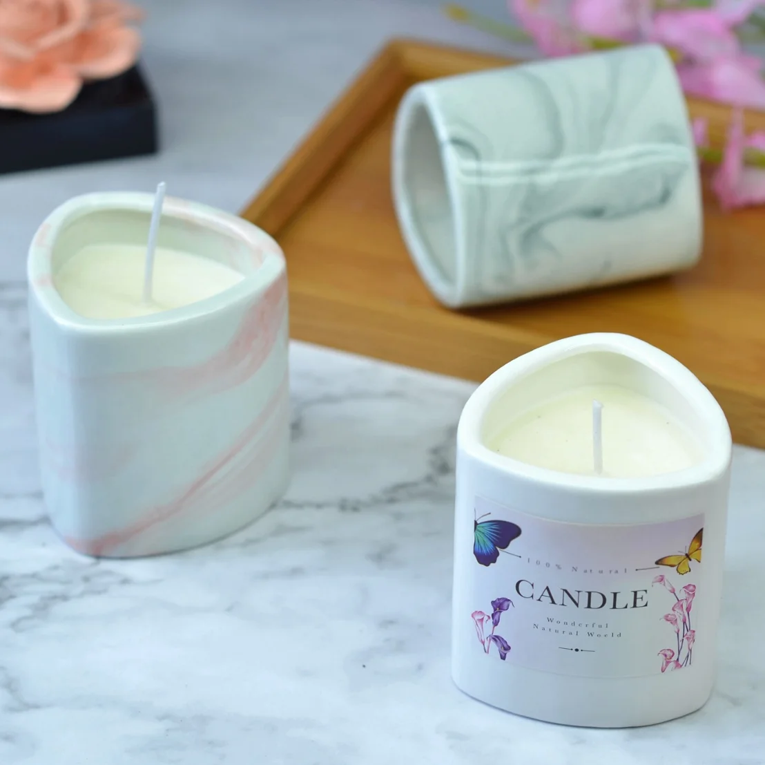 
Custom Empty White Ceramic Candle Jars 