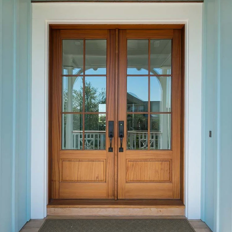 American style customized design teak solid wood main entrance exterior entry front doors designs