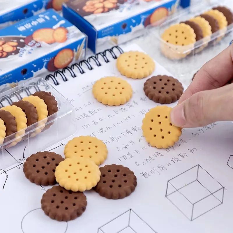 Promotion Mini Biscuit-Shaped Pencil Eraser Set Cute Cartoon Design School Stationery Prizes or Gifts for Students