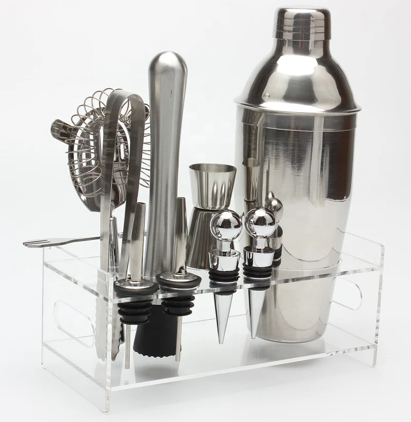 11 pieces Stainless steel Cocktail Shaker set Cocktail kit Bartender kit Bar mixing Tools set Barware kit