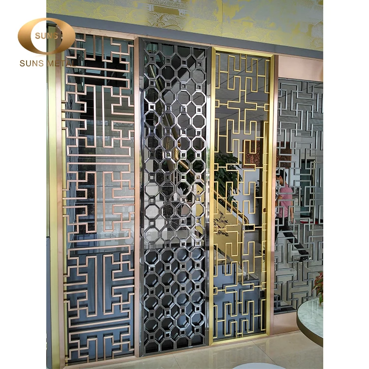
Modern Design Interior Decor Hairline Stainless Steel Room Divider And Screen Partition 