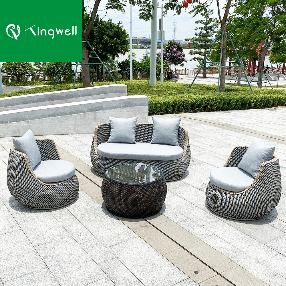 Factory direct high quality aluminum frame and rattan weaving outdoor furniture garden hotel sofa set