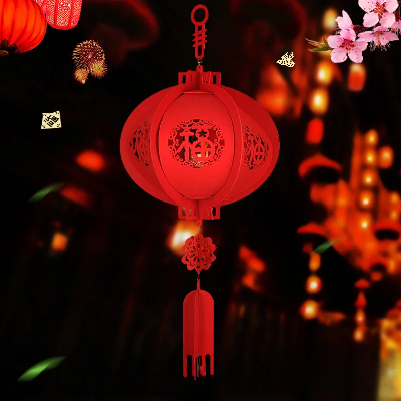 
Chinese Non-woven Felt Fabric Hanging Lantern for New Year Decorations 