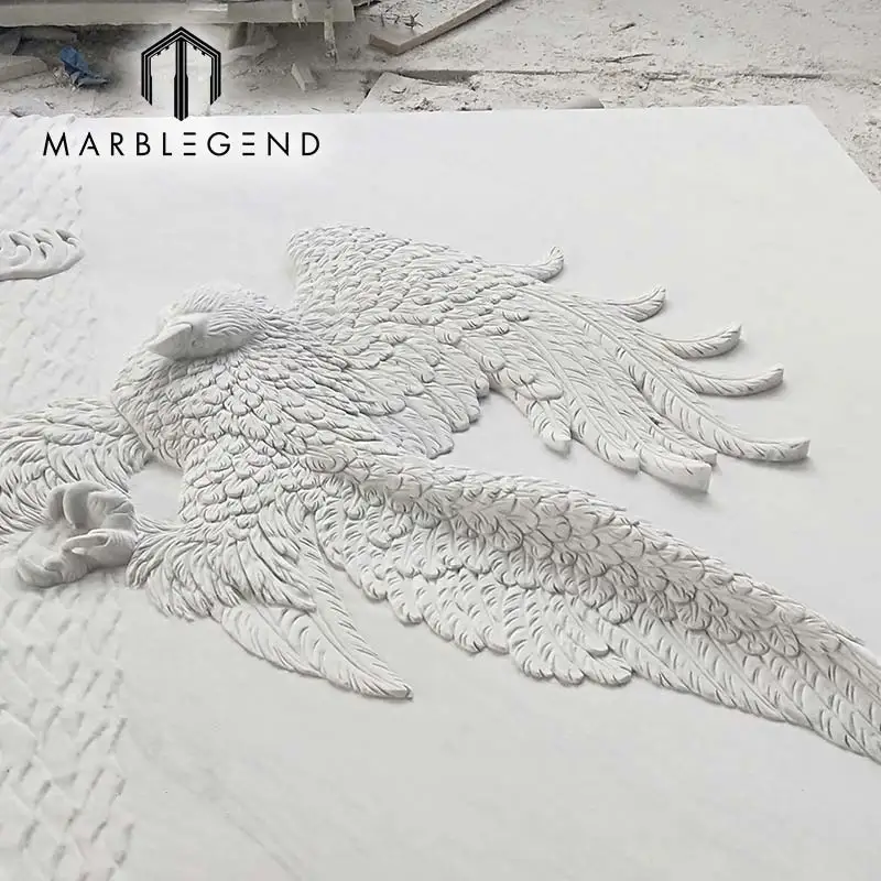 Eagle marble wall relief panel for garden wall hotel ornament vivid animal stone relief