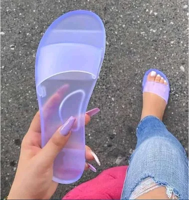 Summer Beach Spring Comfortable Transparent Jelly Slipper For Women Neon Color Jelly Slipper