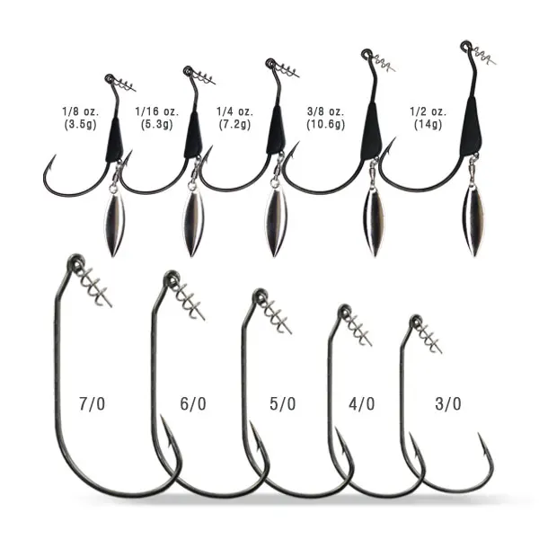 Weighted fishing hook Tungsten Balded Swimbait Hook Crank Soft Worm Hooks With Metal Spoon Sequins