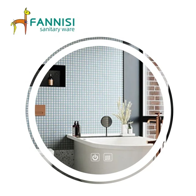 Creation Trend Modern Round Led Mirror Wall Mounted Touch Switch Screen Smart Mirror Silver Led Light Round