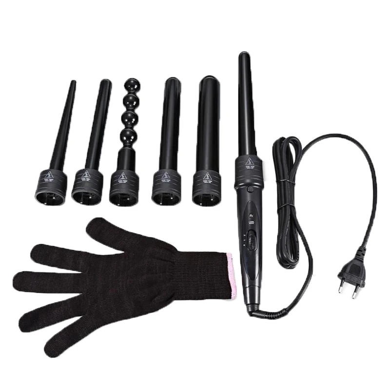 
Interchangeable hair curling iron ceramic tourmaline barrels hair curler 