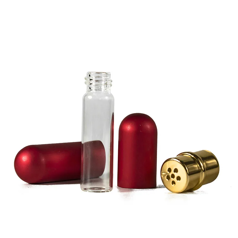 High Quality 5ml Aluminium  Essential Oil Perfume Reed Diffuser Bottle metal nasal inhaler aromatherapy bottle with cotton strip