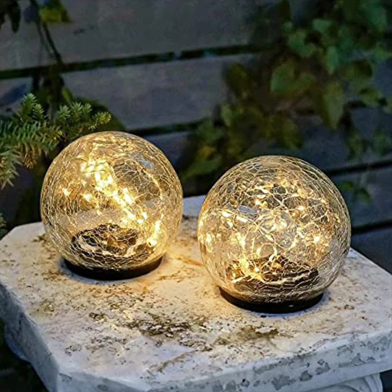 Wholesale Outdoor Solar Lights Waterproof LED Lamp Solar Light Garden Path Lights Solar Crack Glass Ball With Garland Inside