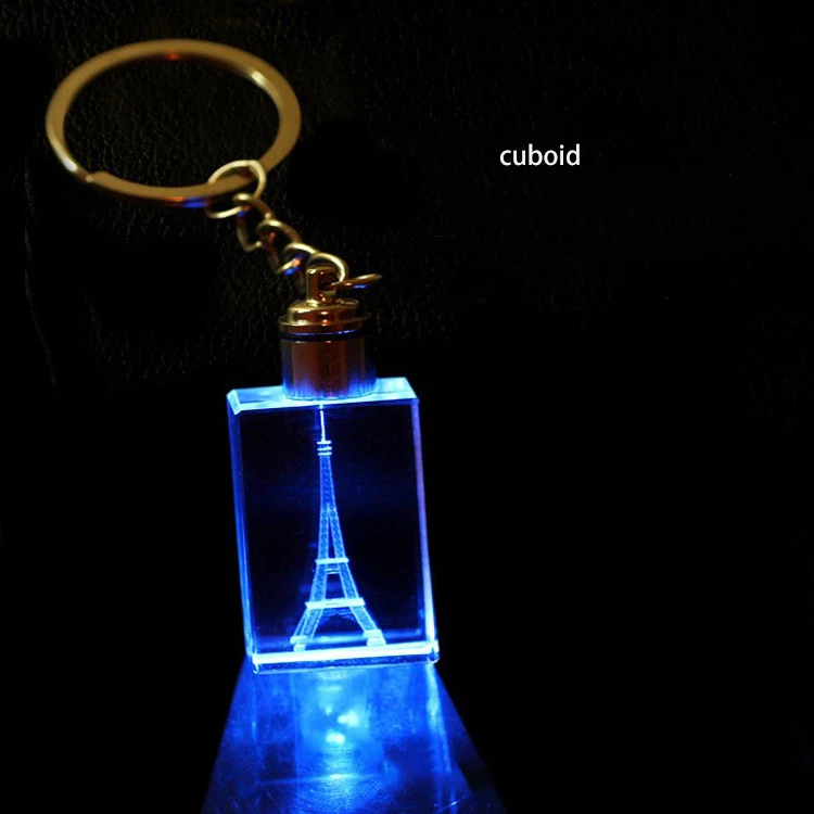 Пользовательский Хрустальный брелок с различными формами лазерной гравировки 3D дизайн автомобиля логотип