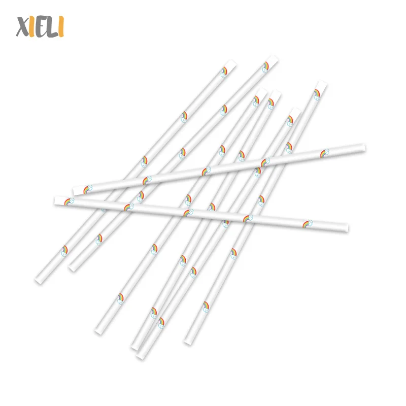 Xieli Chinese Manufacturer Custom Rainbow Party Disposable Paper Straws