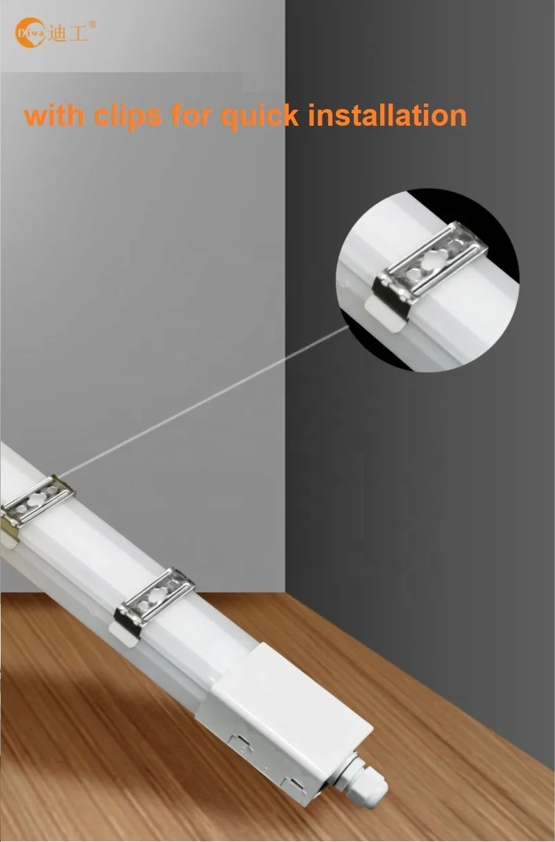 Zhongshan OEM ODM IP65 IK08 2 ft 4 ft 5 ft tri-proof led tri-proof led light tri-proof led linear lighting ip65