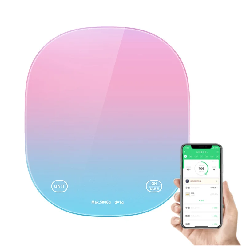 
OEM Pink Blue Smart Food Weighing Scale Digital Wireless Electronic Gram Kitchen Scales 