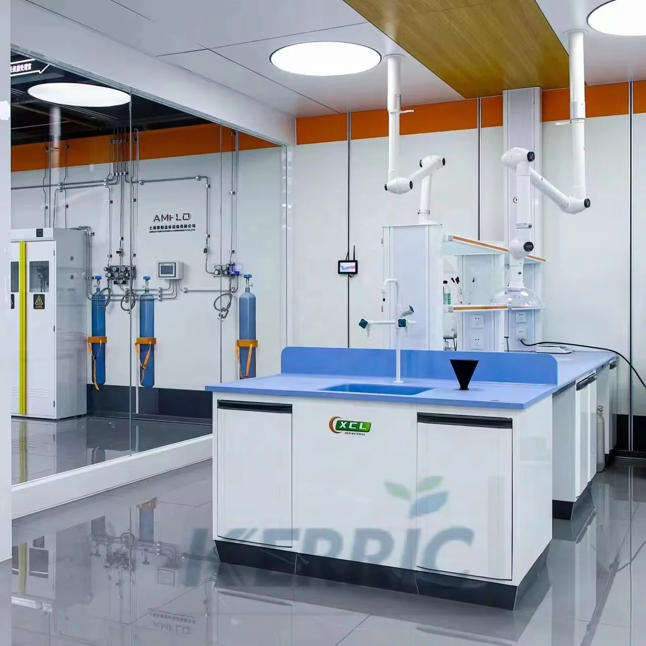 Modern science lab furniture food test Anti-bacterial laboratory furniture cabinet with gas supply