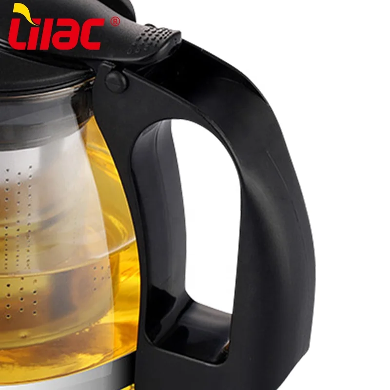 Lilac BSCI SGS LFGB 700ml 1250ml glass tea pot juego de teteras de vidrio floral blooming tea mesh strainer glass teapot