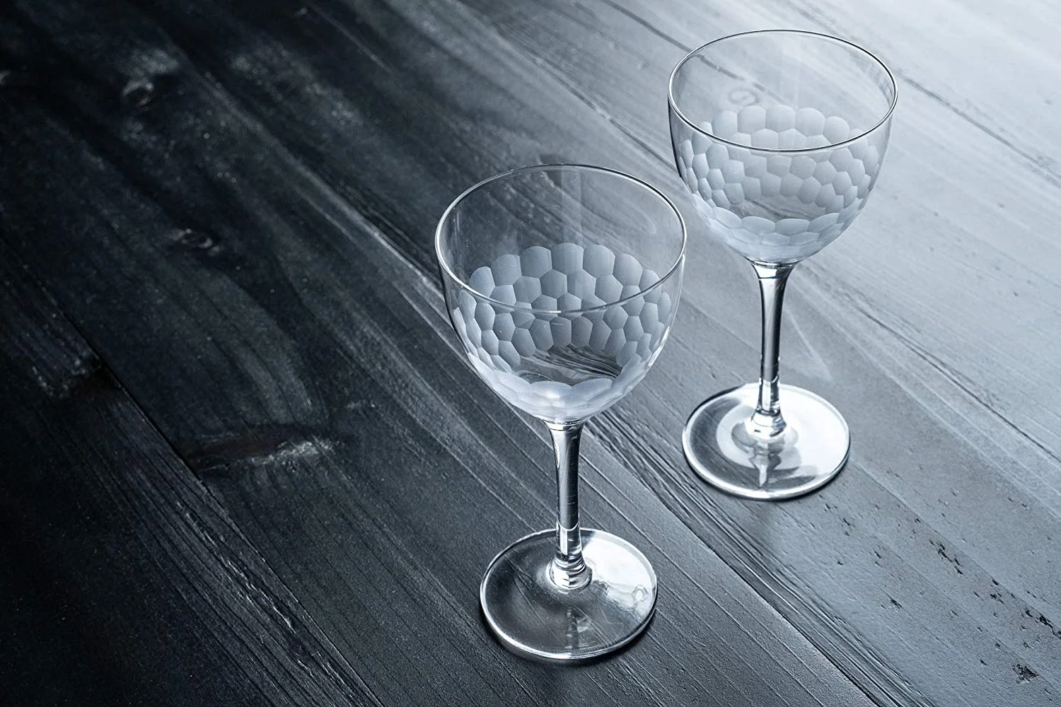 Hand Etched Vintage Small Coupe Cocktail Glass to Serve Manhattan Martini Honeycomb Hammered Nick and Nora Glass