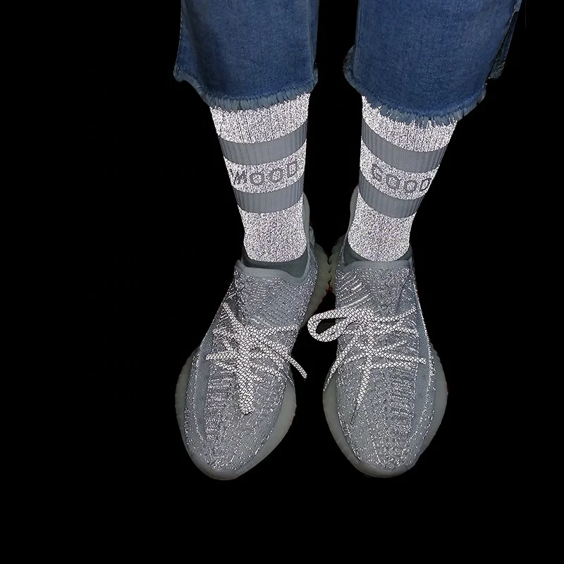 KANGYI Night Light Custom Reflective Street Sport Socks Glow in the Dark Socks