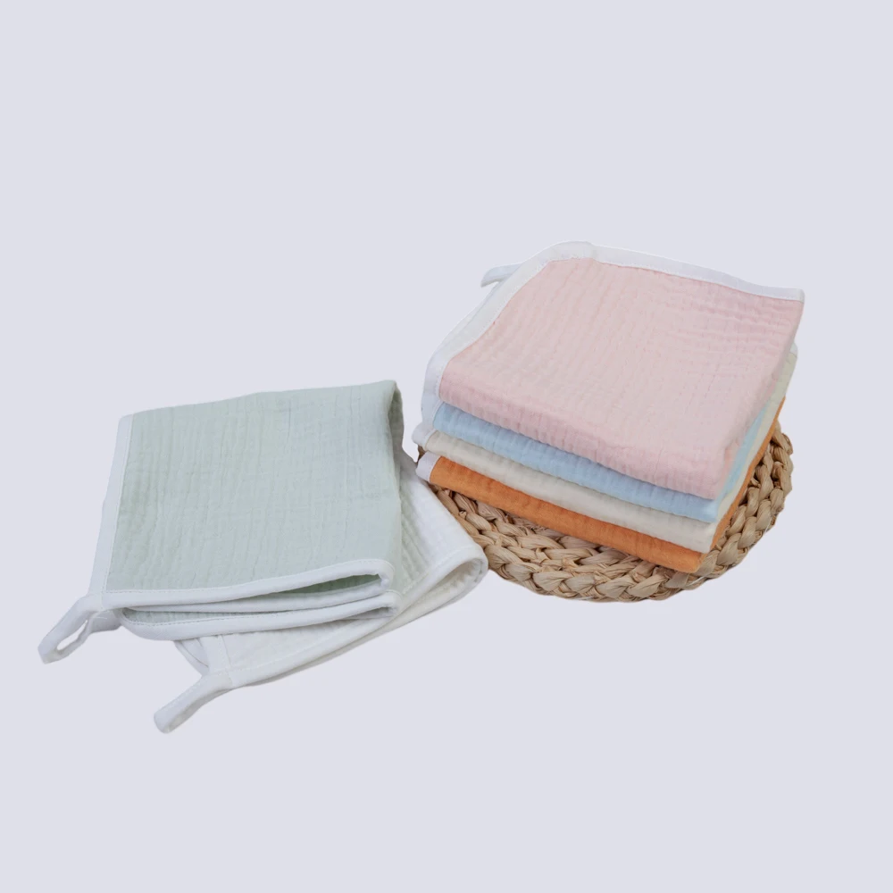 hot saling baby handkerchief dyed 4 layers cotton gauze wholesale small hand towels for newborn