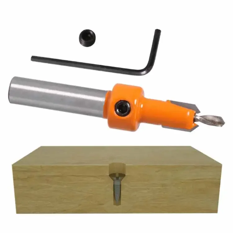 Woodworking countersink drill, taper hole drill, round handle alloy head wood self-tapping screw installation step drill