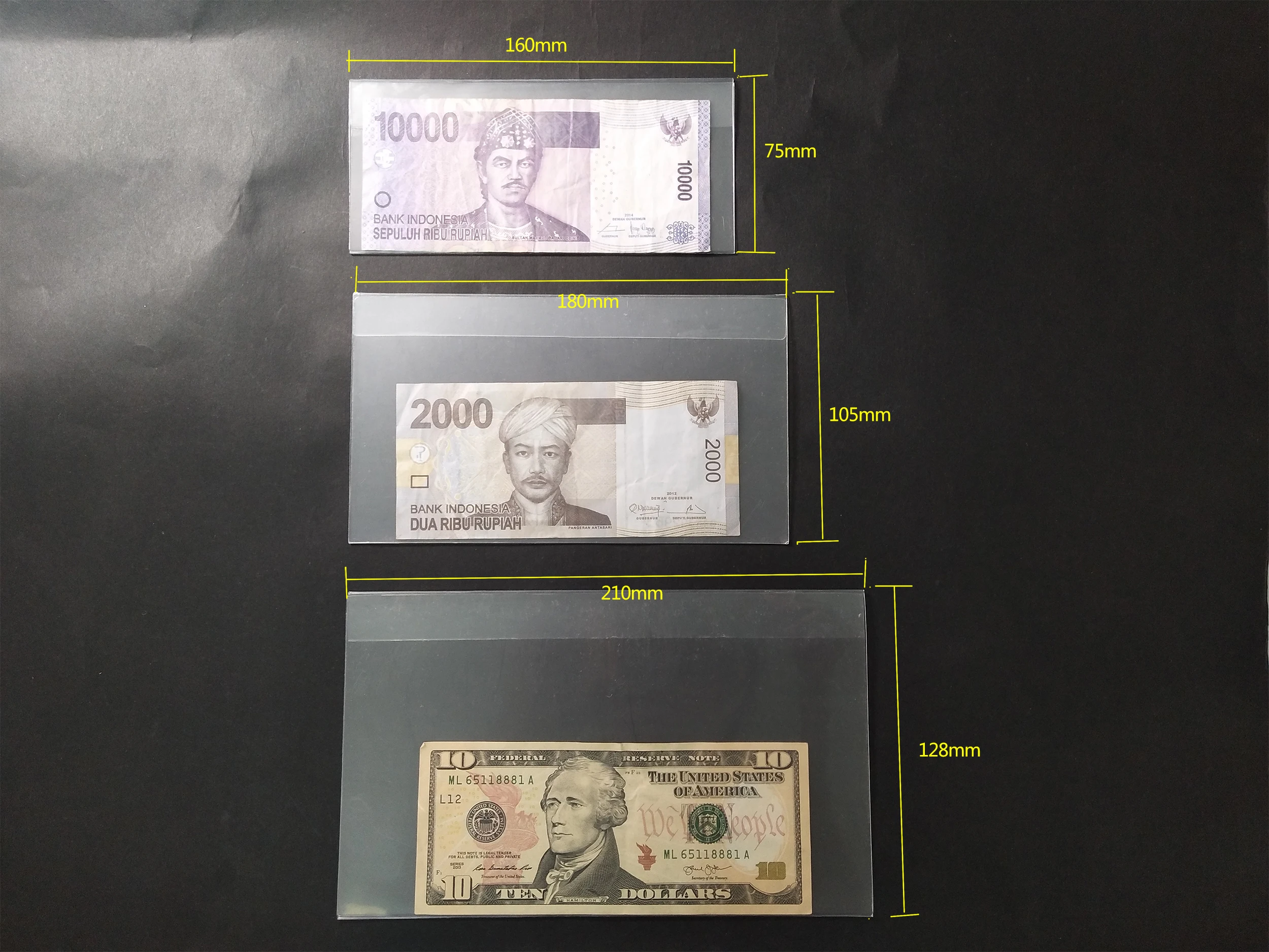 
OEM&OEM PET bank note folding bag collection display transparent 