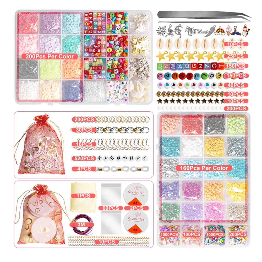 christmas bag polymer clay beads glass bead box set for DIY Jewelry