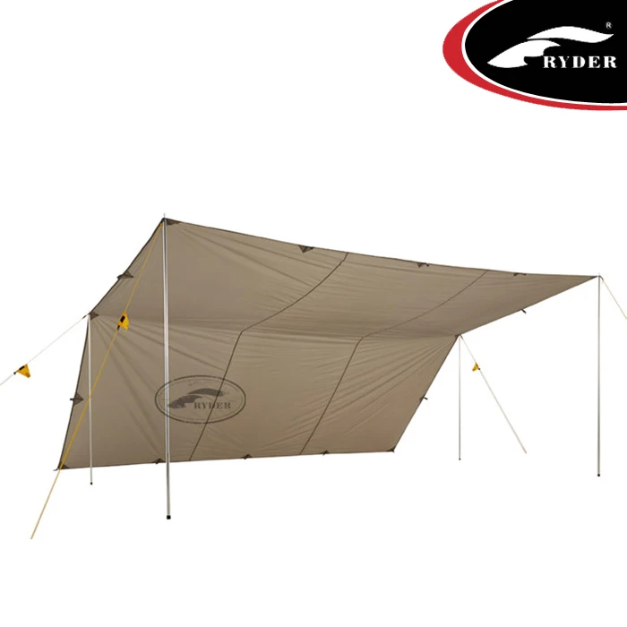 Bespoke Waterproof Rain Shelter Camping 4*4.35 Meter Ripstop Poly Awning Tent Tarp Sun Shade Reinforced Tieout Manufacturer