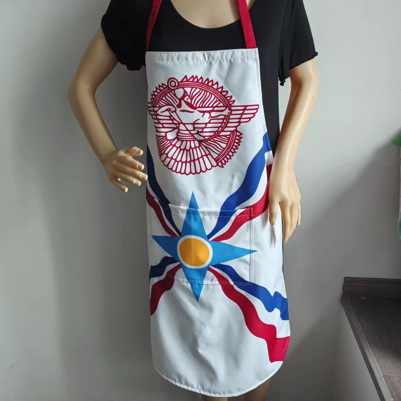 Custom 100% Polyester Oil pollution prevention Assyrian people Syriac Christians  Cooking Kitchen Aprons for Unisex