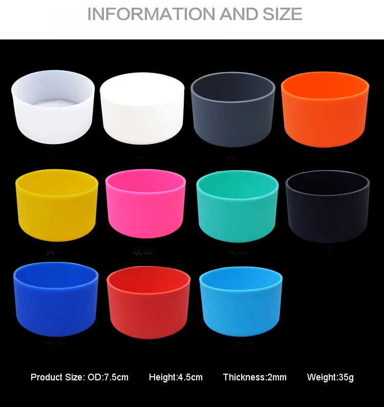 Water Bottle Mug Tumbler Boot Sleeve OEM Size Silicone Bottle Bottom Sleeve Protector Cover Case