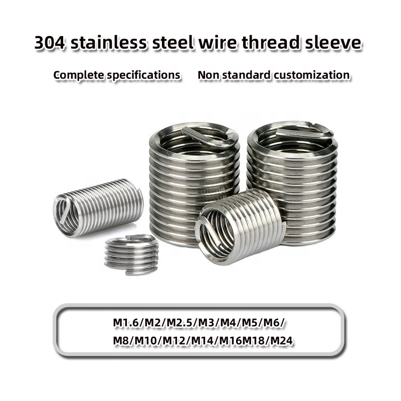 304 Wire Thread Insert Other Fasteners Threaded For Wood Metal Coil Spring Thread Insert