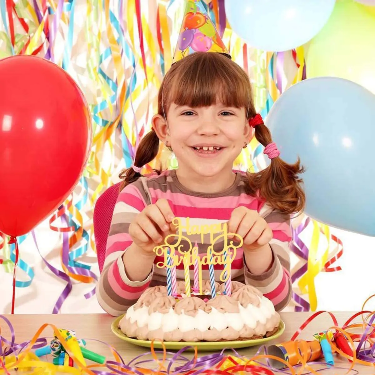 Acrylic Glitter Gold Cake Topper Toppers Happy Birthday Decoration Party Supplies Various Cupcake Decor